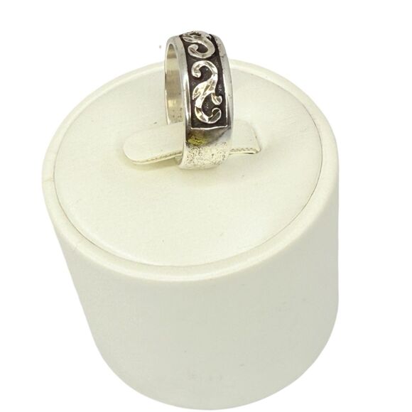 VTG Wheeler Sterling Silver Swirl Band Ring SZ 8.5 925 Diamond Cut Oxidized Mens - Picture 5 of 16